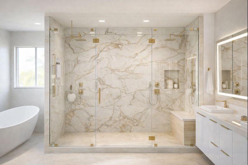 Custom glass shower enclosure
